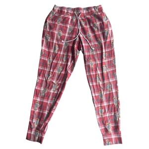 Polo Ralph Lauren Womens Pajama Pants XS Red Plaid Bear Lounge Sleepwear